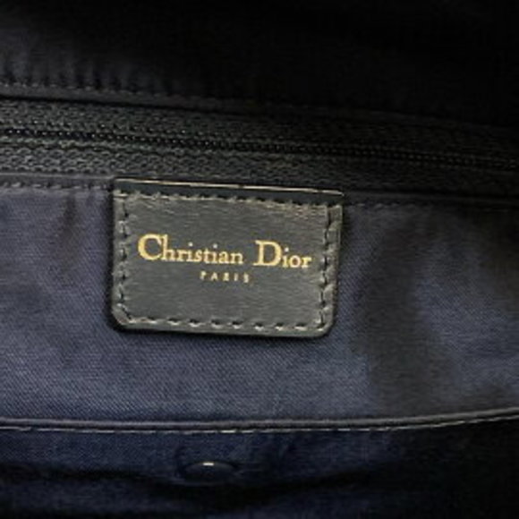 Christian Dior Double Saddle Bag Handbag Grey x Navy Blue Leather - Picture 12 of 12